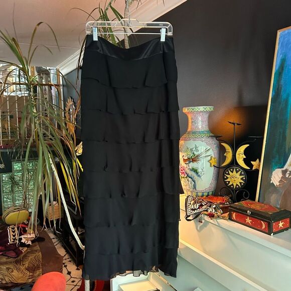 Bianca Nygard Elegant Black Tiered Maxi Skirt Size 8 - Picture 1 of 14